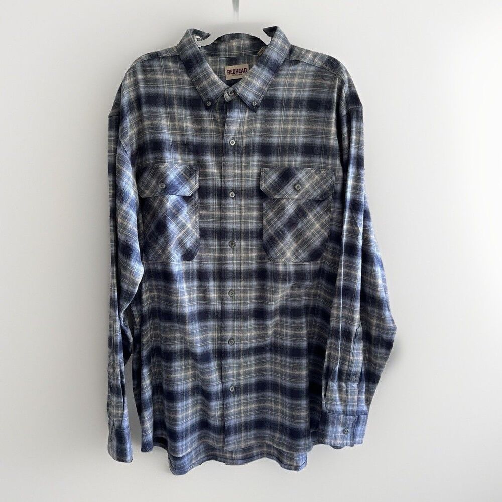 Red Head Flannel Mens 2xl Plaid  Shirt Brown Tan Long Sleeve Warm Soft Hunting